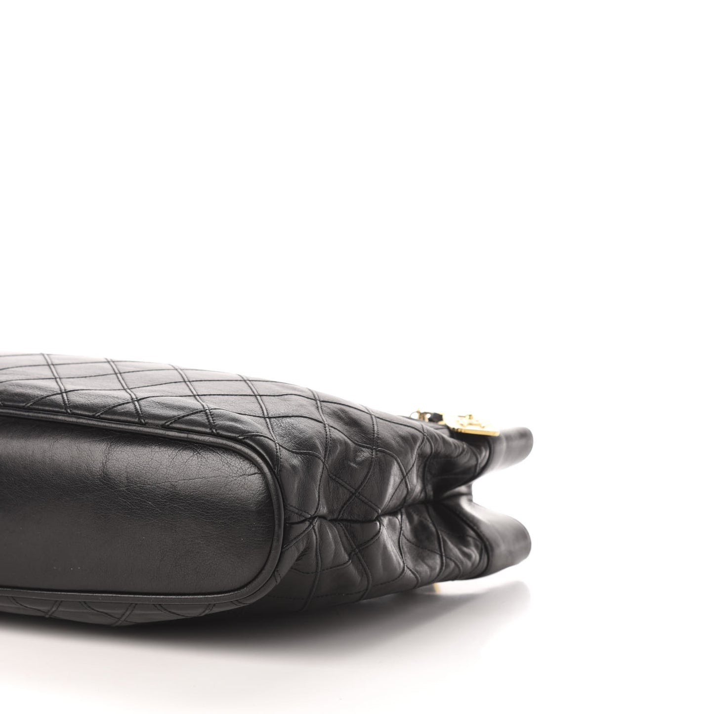 Lambskin Stitched Shopper Tote Black