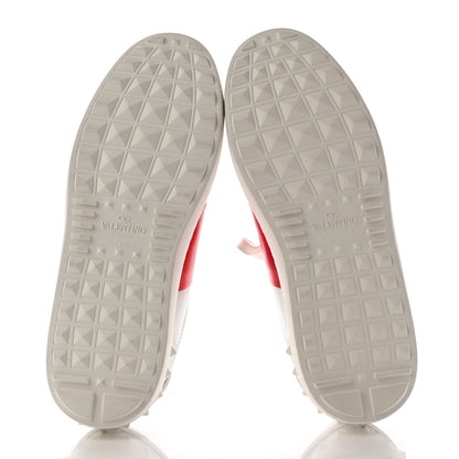 Valentino Garavani Metallic Calfskin Flames Womens Rockstud Open Sneakers 37 White Red 5 of 8
