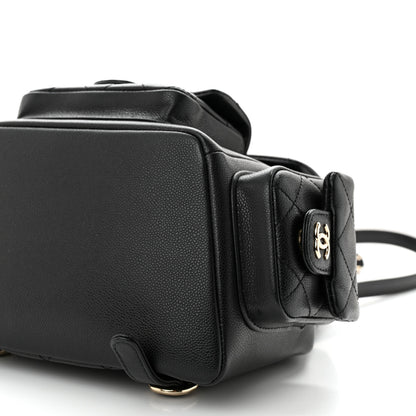 Chanel Shiny Caviar Quilted Small Pockets Drawstring Backpack Black 10 of 10