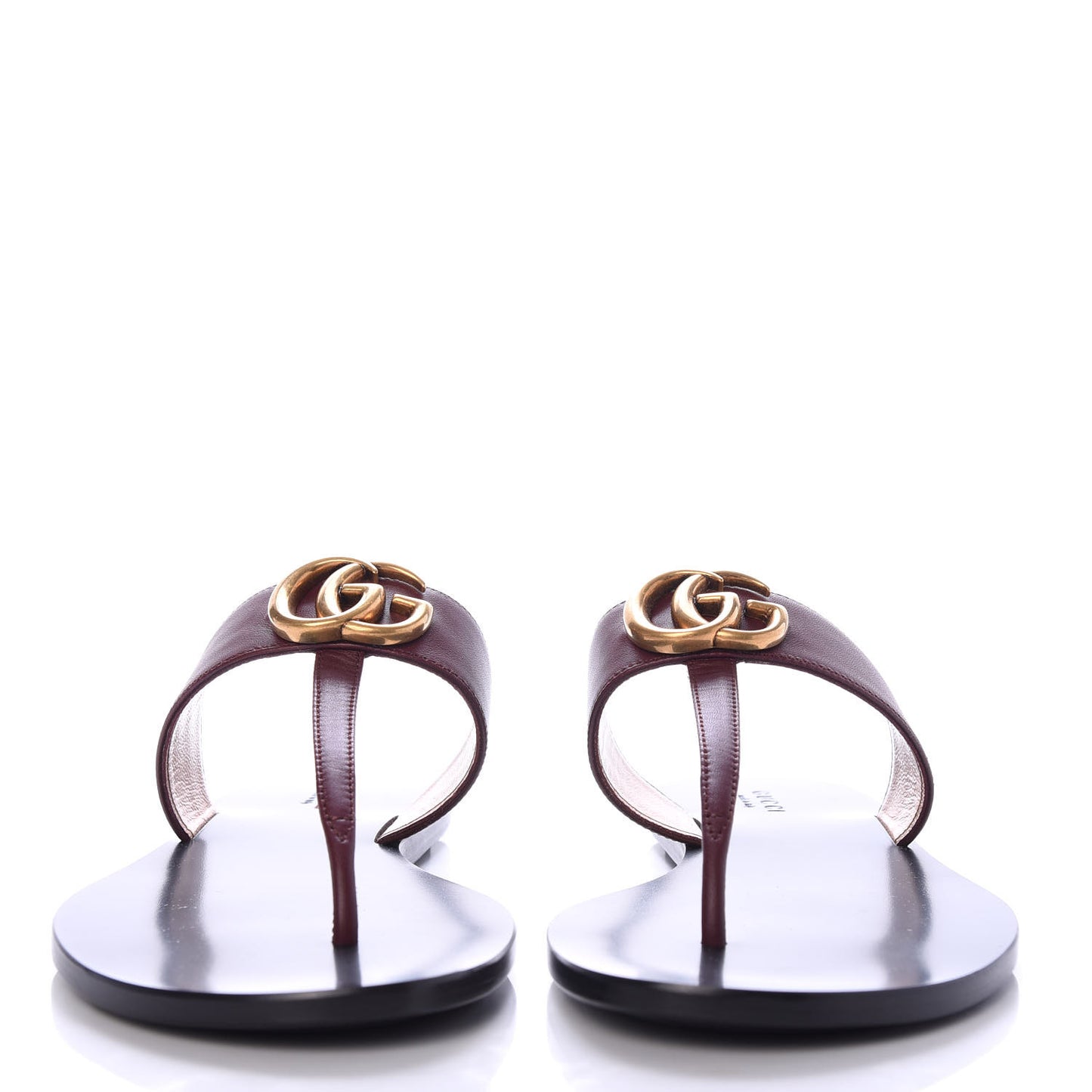 Calfskin GG Marmont Thong Sandals 37.5 Vintage Bordeaux