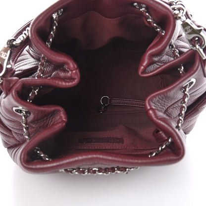 Chanel Deerskin Chevron Small CC Chain Bucket Bag Burgundy 6 of 10