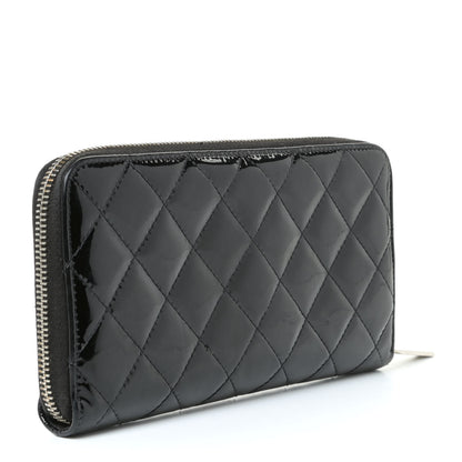 Chanel Patent Quilted Brilliant Zip Around Wallet Black 3 of 12