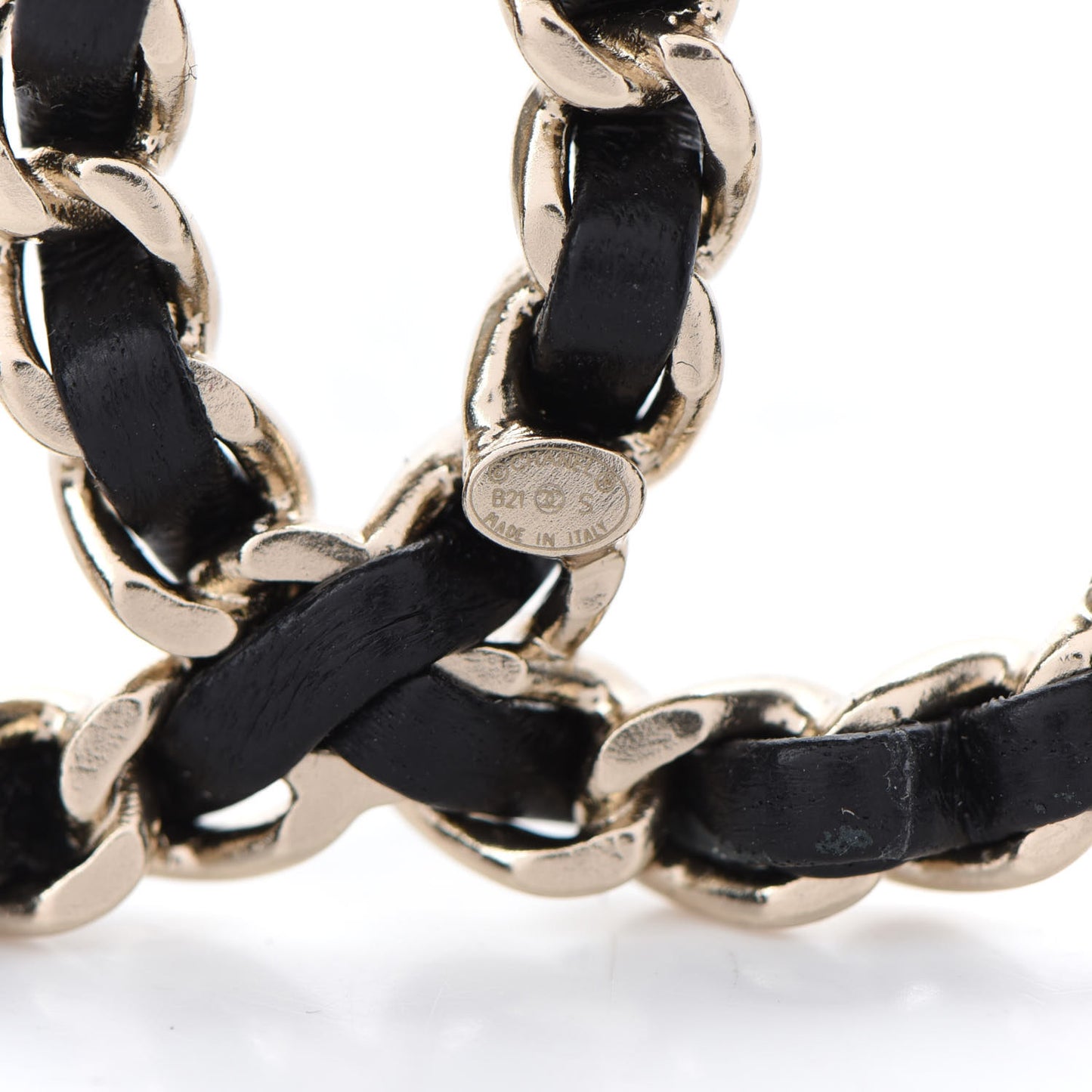Lambskin Chain CC Brooch Black Gold