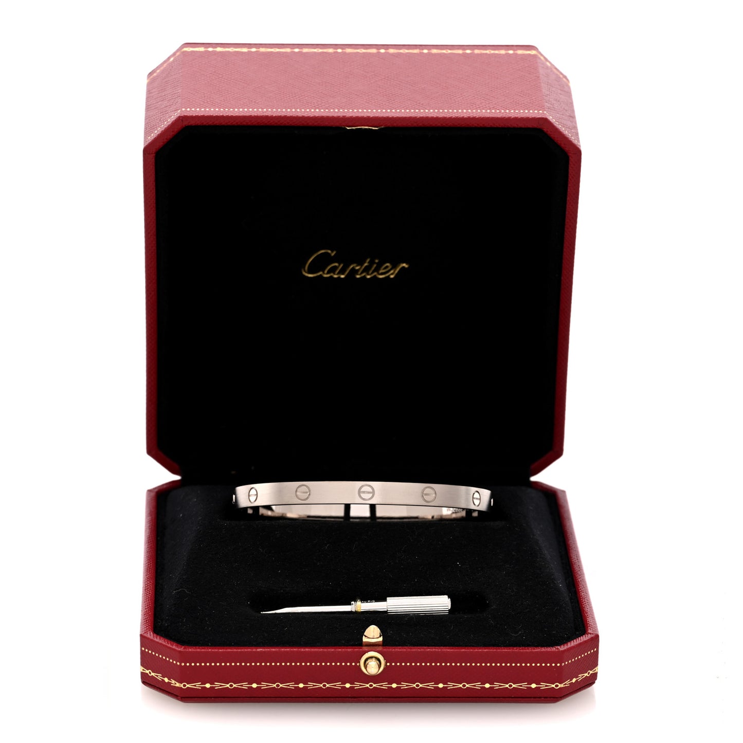 18K White Gold Brushed Finish LOVE Bracelet 20