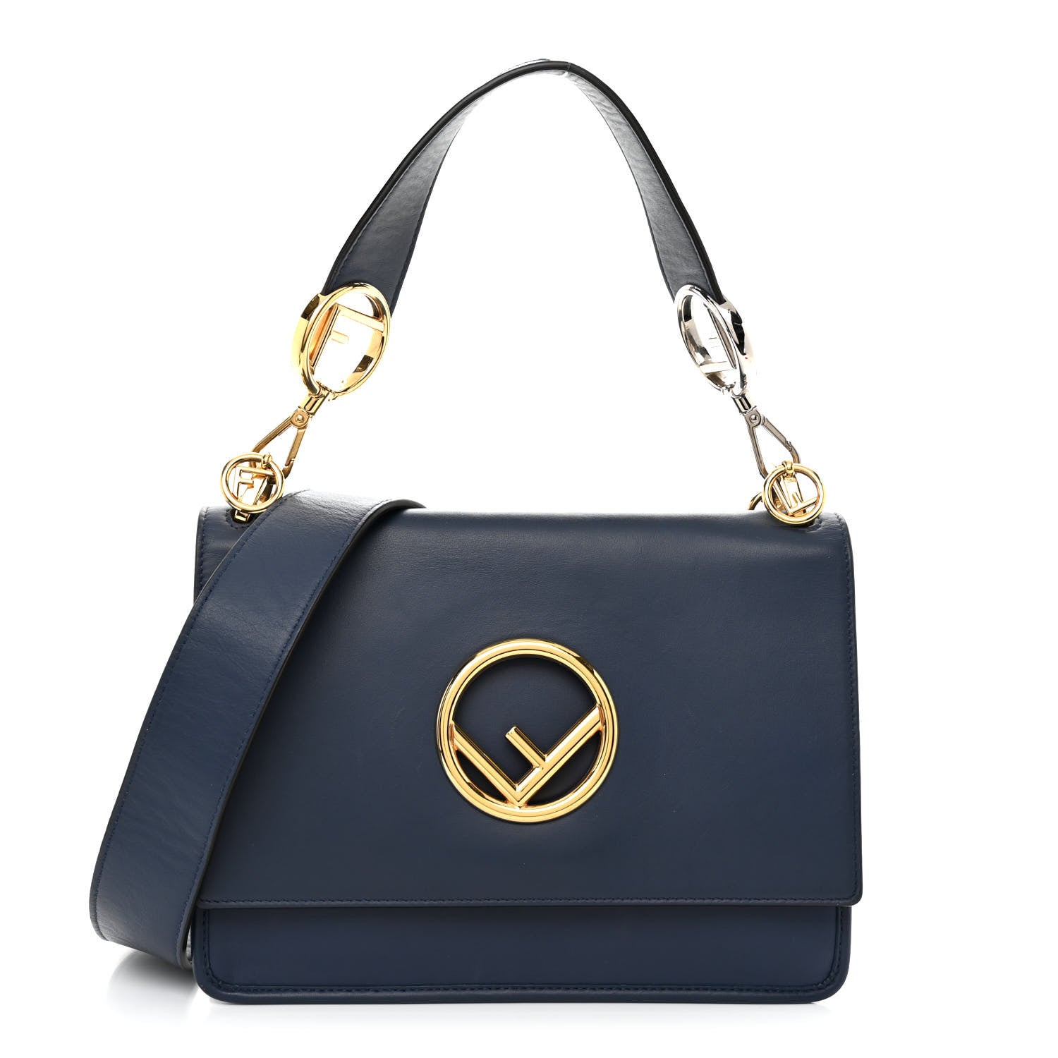 Fendi Vitello Century Opaco F is Fendi Kan I Shoulder Bag Blu Scuro 1 of 14