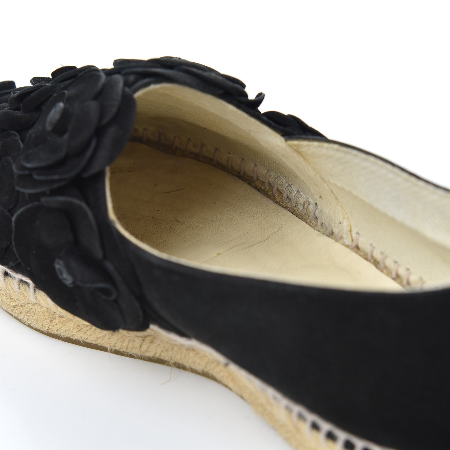 Chanel Suede Camellia CC Espadrilles 37 Black 9 of 26