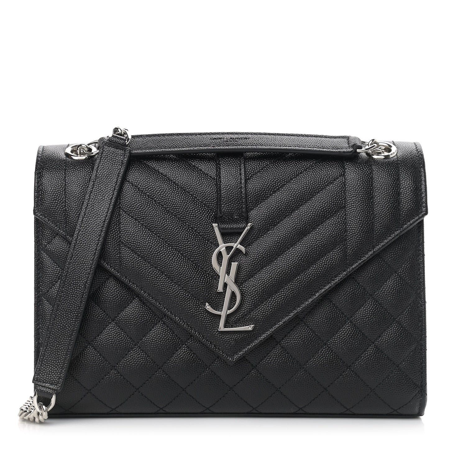 Grain De Poudre Textured Mixed Matelasse Triquilt Medium Monogram Satchel Black