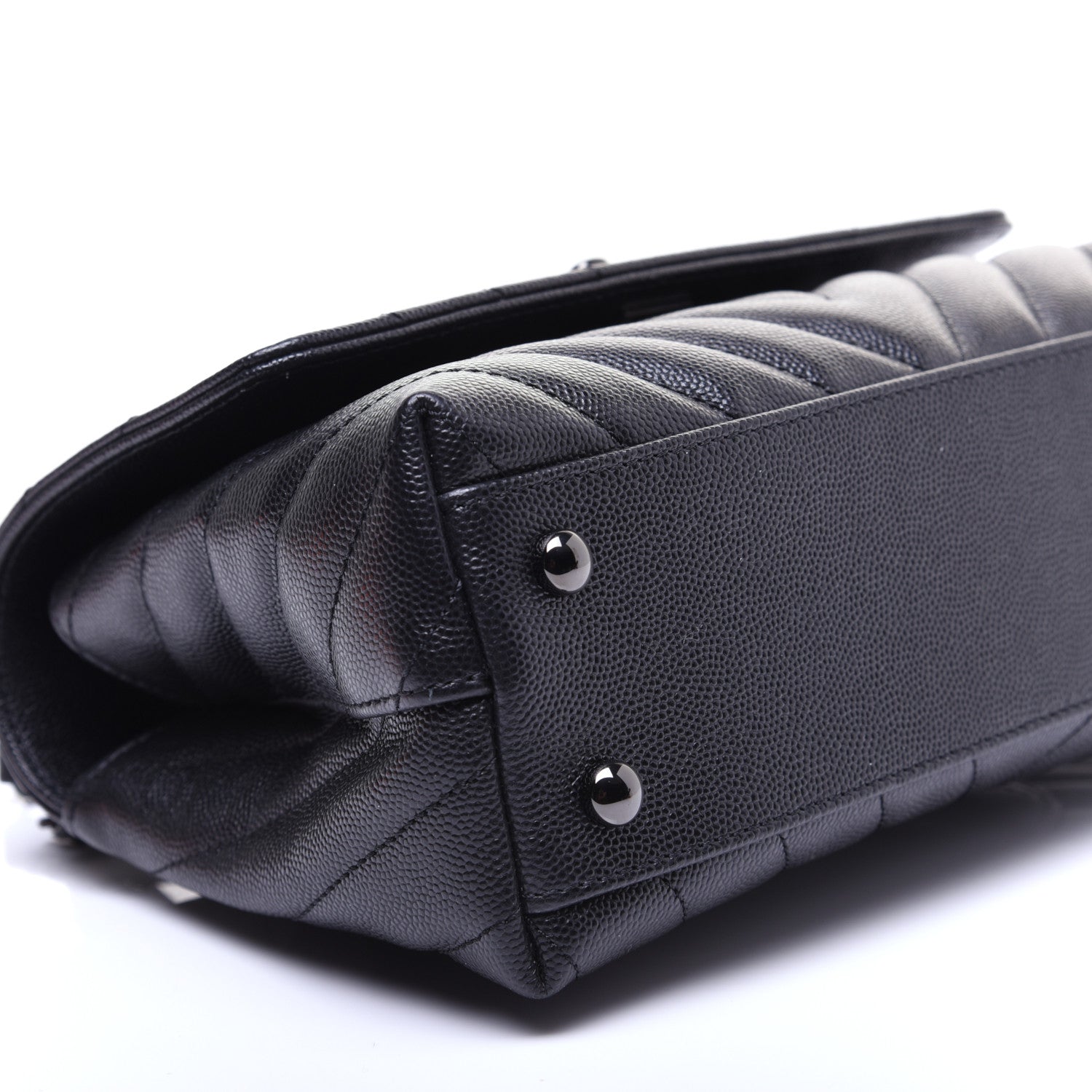 Chanel Caviar Chevron Quilted Mini Coco Handle Flap So Black 6 of 14