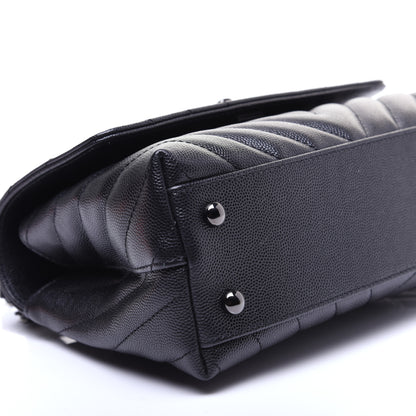 Chanel Caviar Chevron Quilted Mini Coco Handle Flap So Black 6 of 14