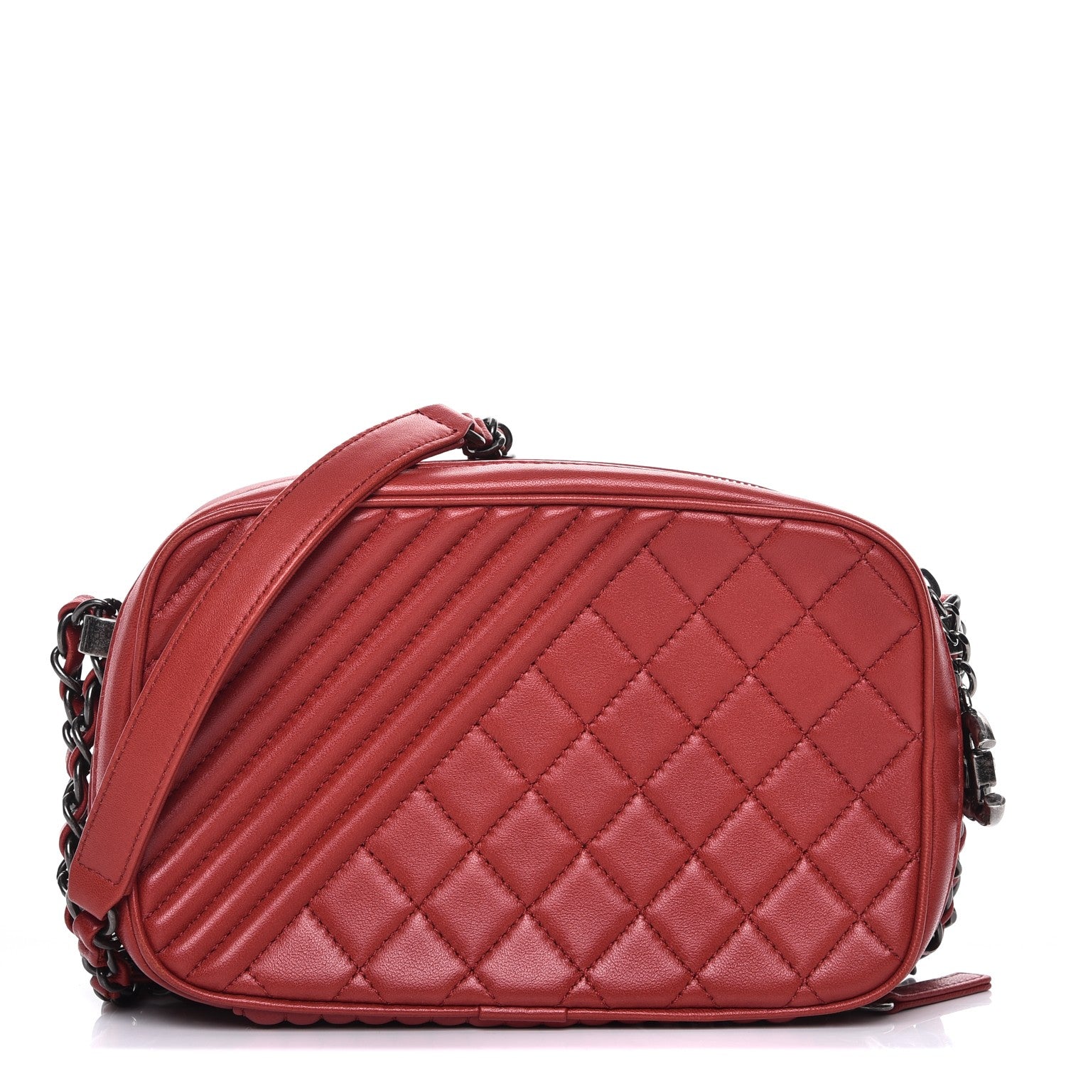 Chanel Lambskin Quilted Small Coco Boy Camera Case Red 1 of 9
