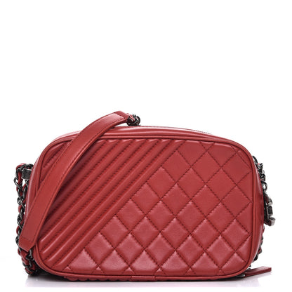 Chanel Lambskin Quilted Small Coco Boy Camera Case Red 1 of 9