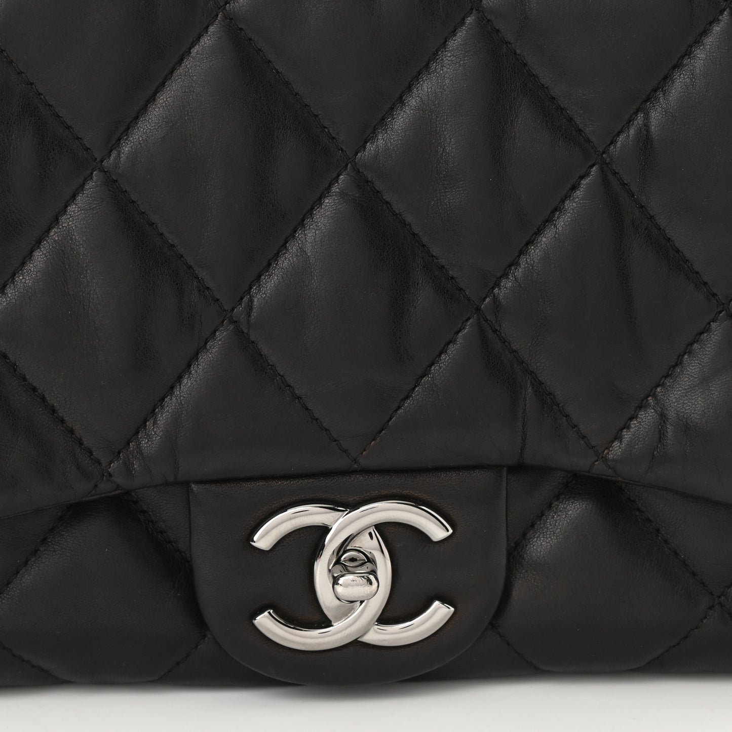 Lambskin Quilted Chanel 3 Accordion Flap Bag Black