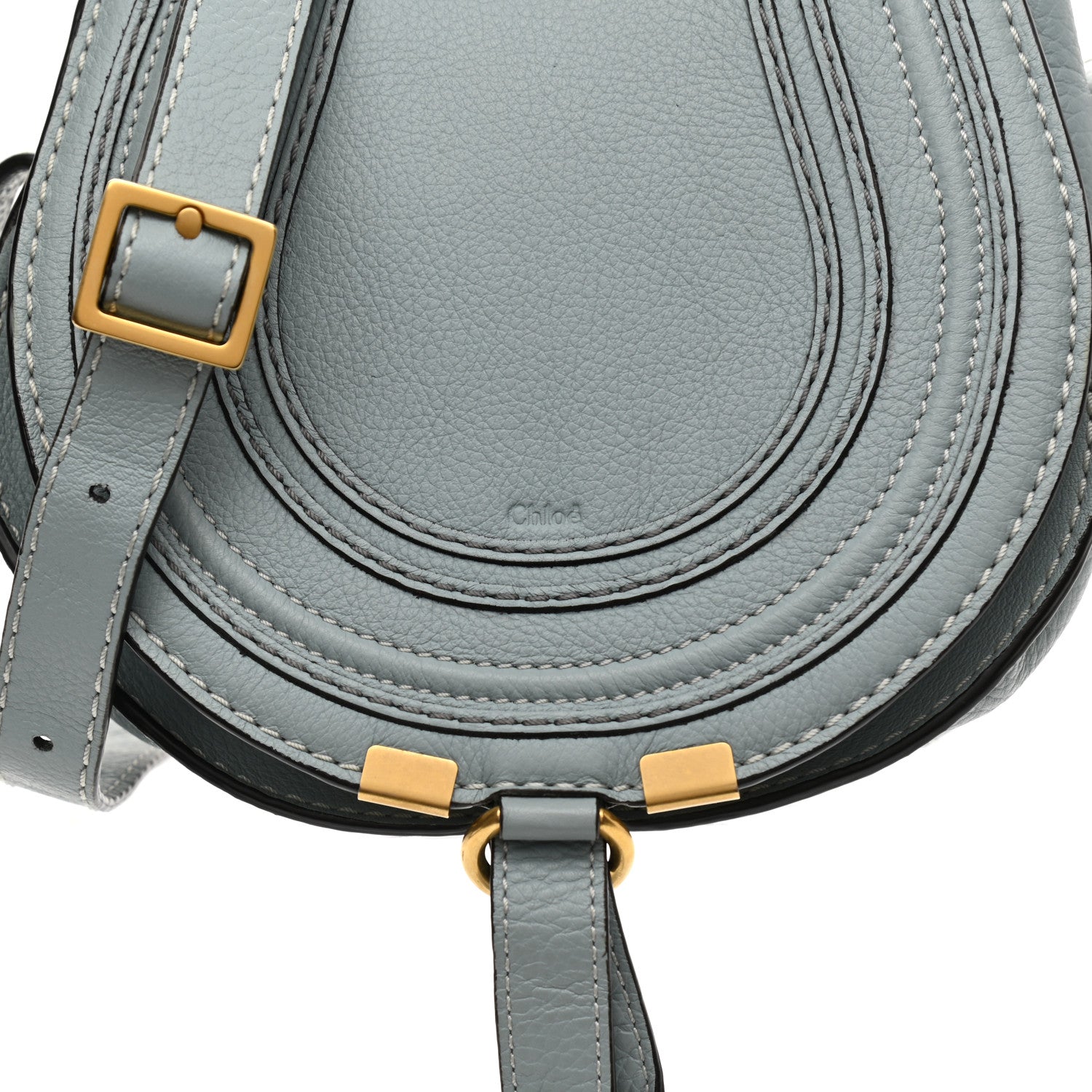 Chloe Calfskin Mini Marcie Round Crossbody Bag Faded Blue 9 of 12