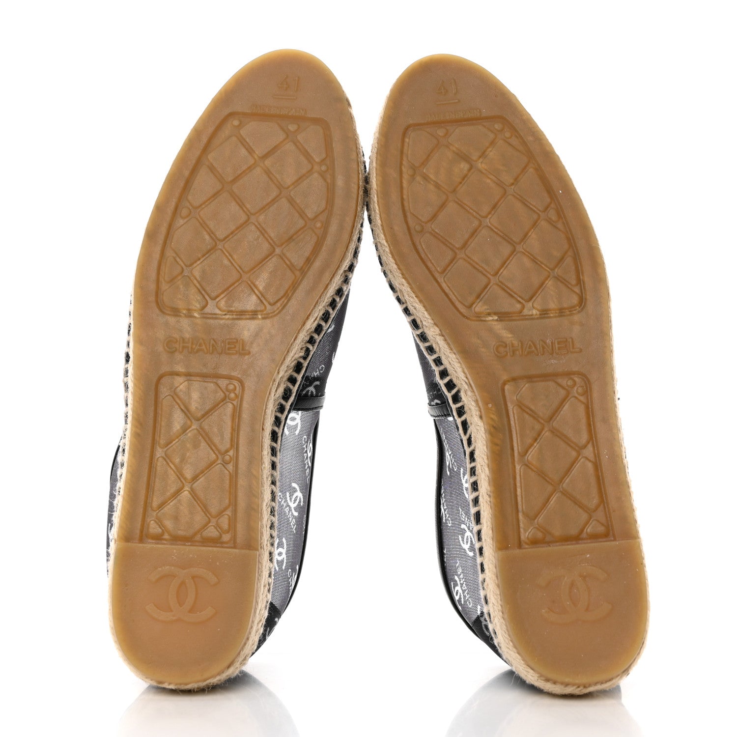 Chanel Mesh Grosgrain CC Espadrilles 41 Black White 5 of 9