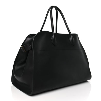 The Row THE ROW Polished Saddle Calfskin Soft Margaux 15 Black 3 of 8