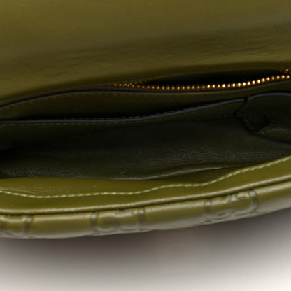 Gucci Lambskin Embossed Mini GG Milano Top Handle Shoulder Bag Green 5 of 9