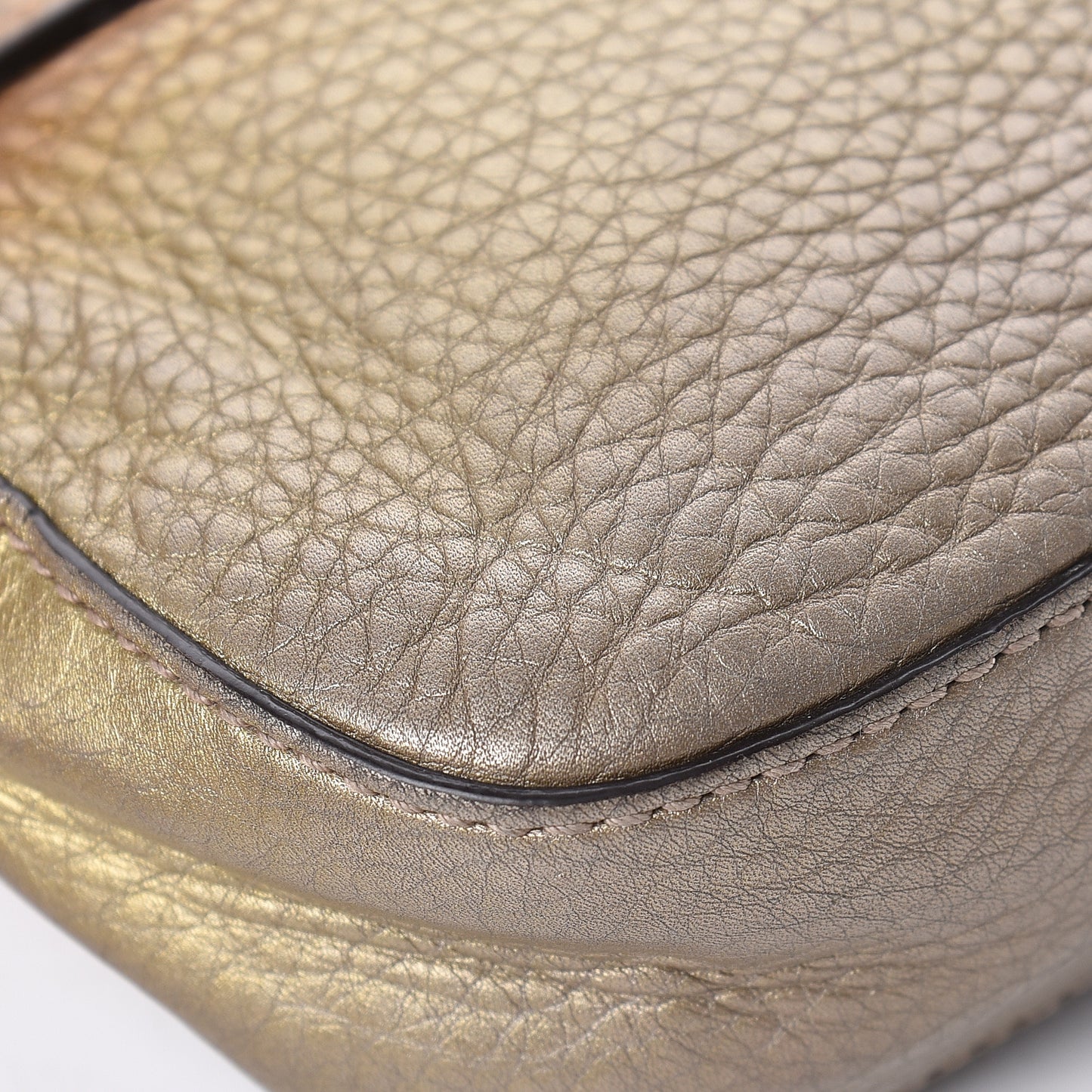 Metallic Pebbled Calfskin Small Soho Flap Crossbody Gold Ombre