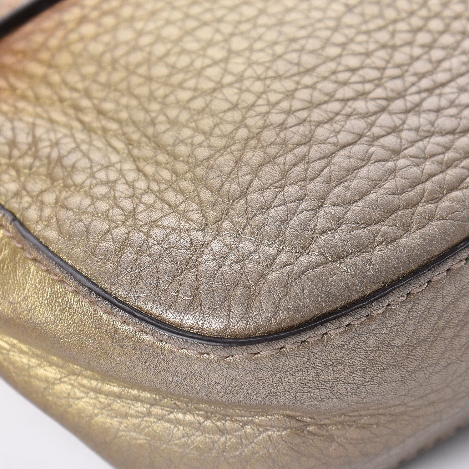 Gucci Metallic Pebbled Calfskin Small Soho Flap Crossbody Gold Ombre 17 of 20