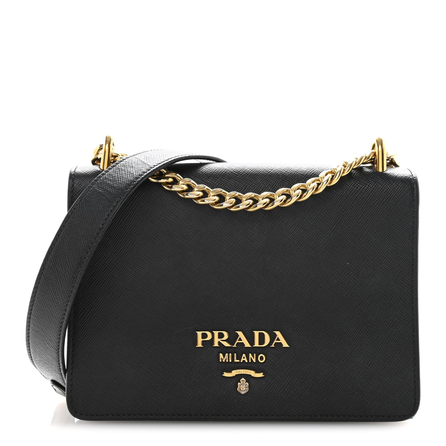 Saffiano Chain Shoulder Bag Black