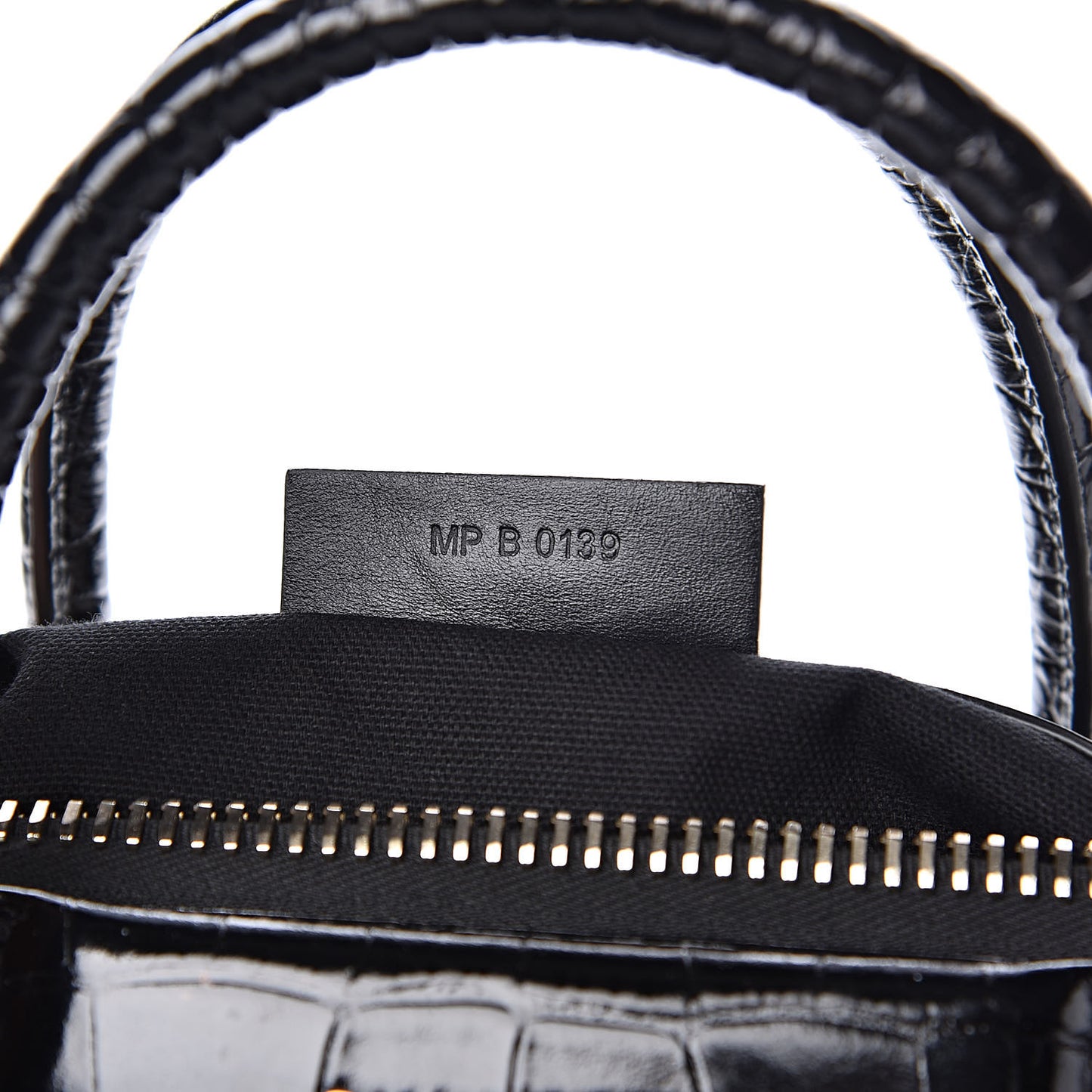 Calfskin Crocodile Embossed Small Antigona Black