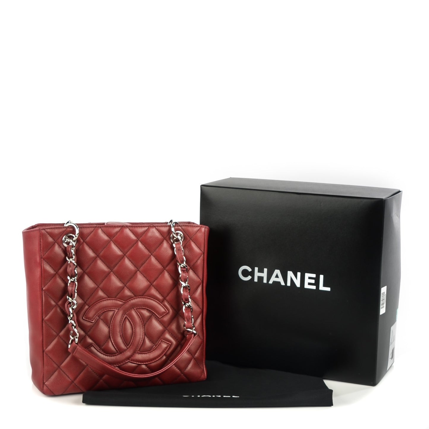 Caviar Quilted Petit Shopping Tote PST Red