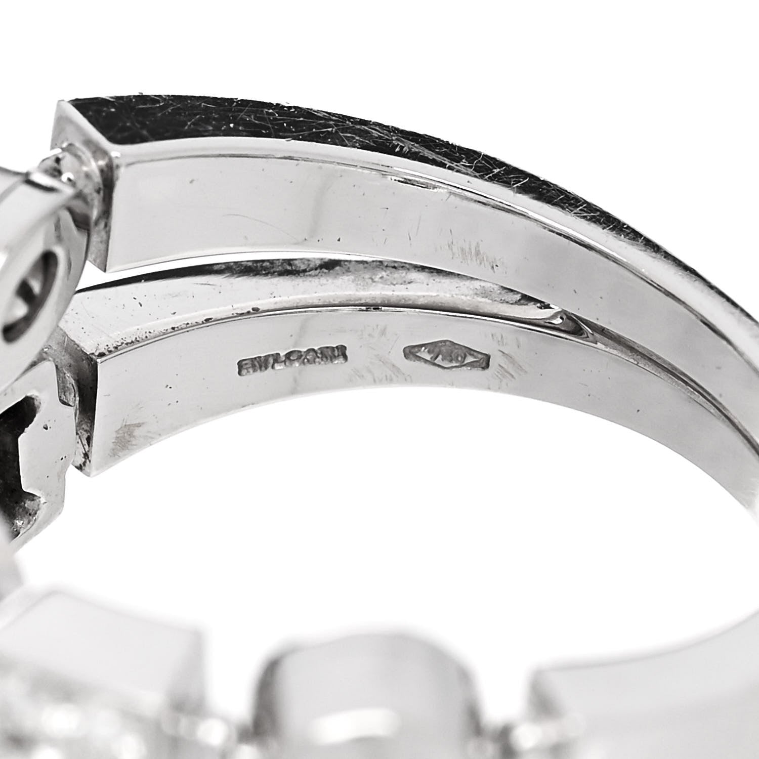 Bulgari 18K White Gold Diamond Lucia Ring 53 6.5 4 of 5