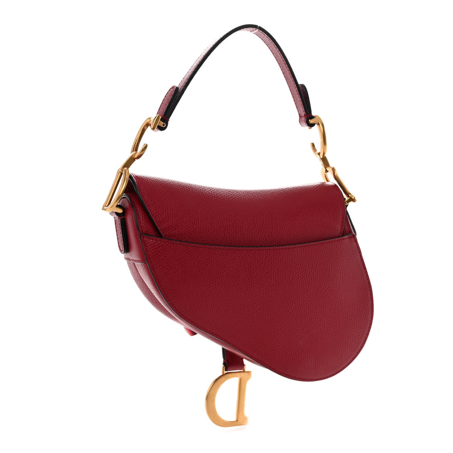 Grained Calfskin Mini Saddle Bag Red