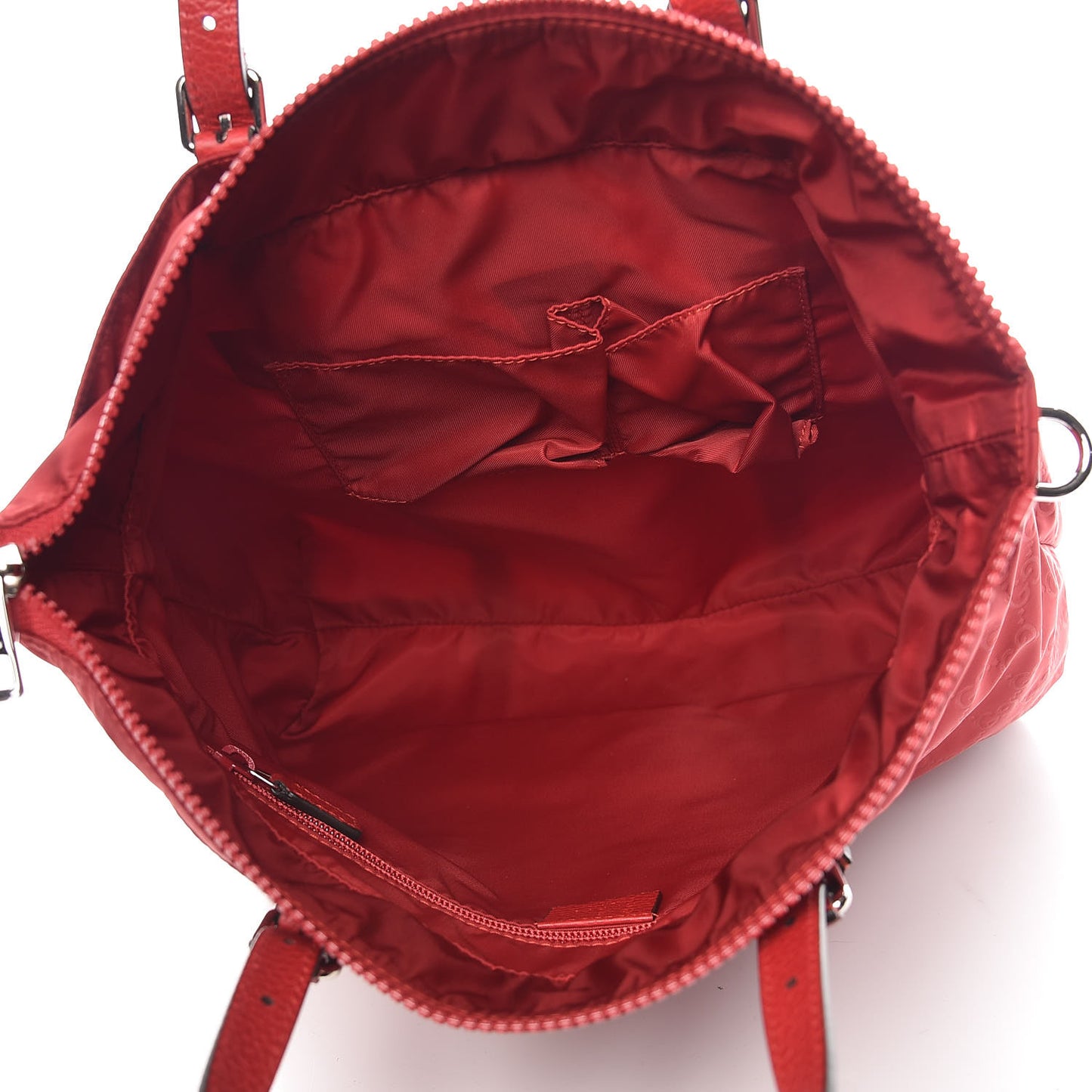 Nylon Monogram Dollar Calfskin Medium Vertical Tote Vibrant Red