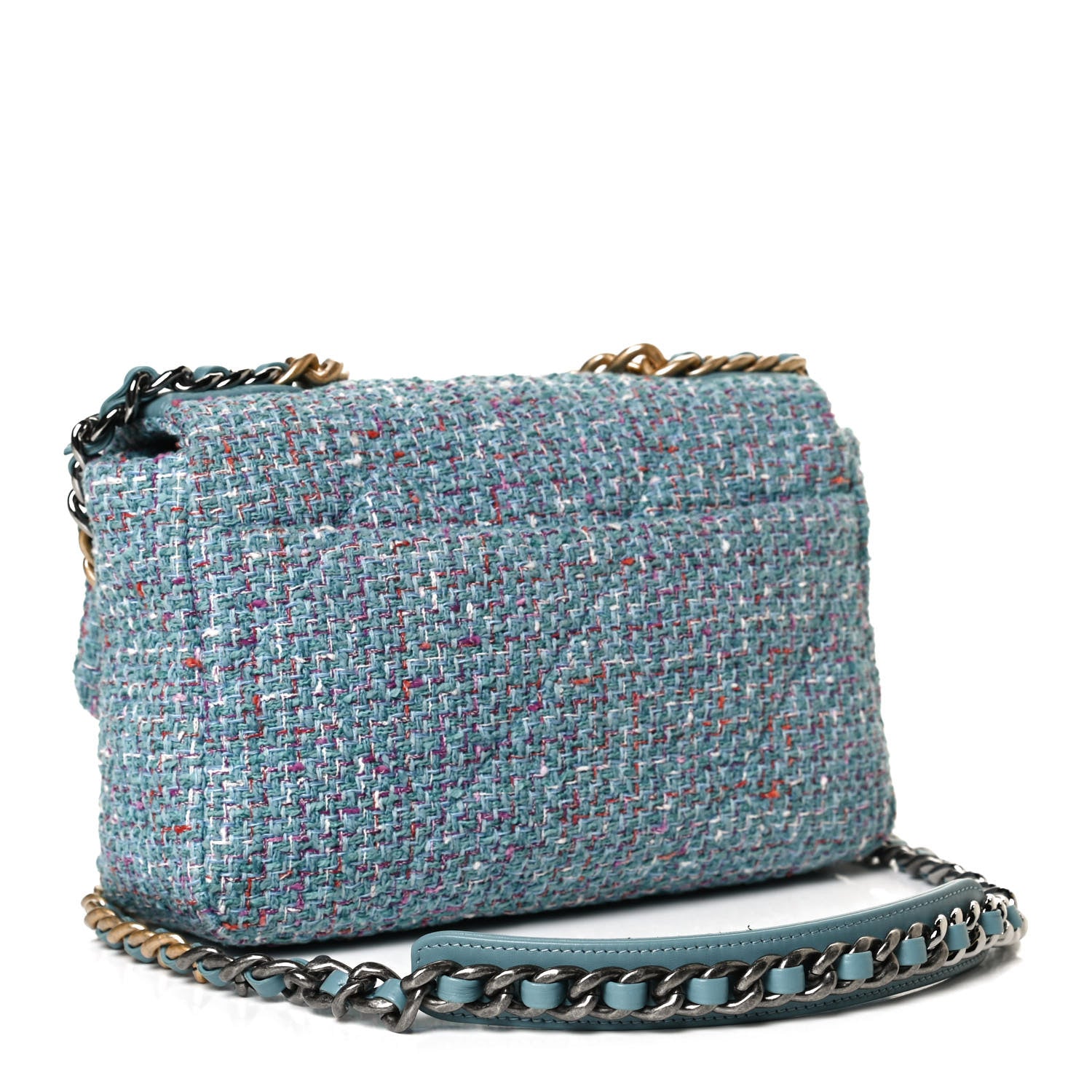 Chanel Tweed Quilted Medium Chanel 19 Flap Blue Multicolor 2 of 9