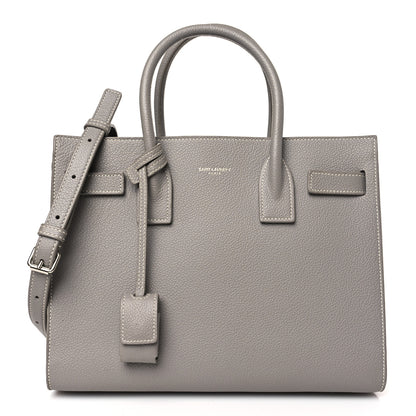 Saint Laurent Grained Calfskin Topstich Baby Sac De Jour Grey 3 of 9