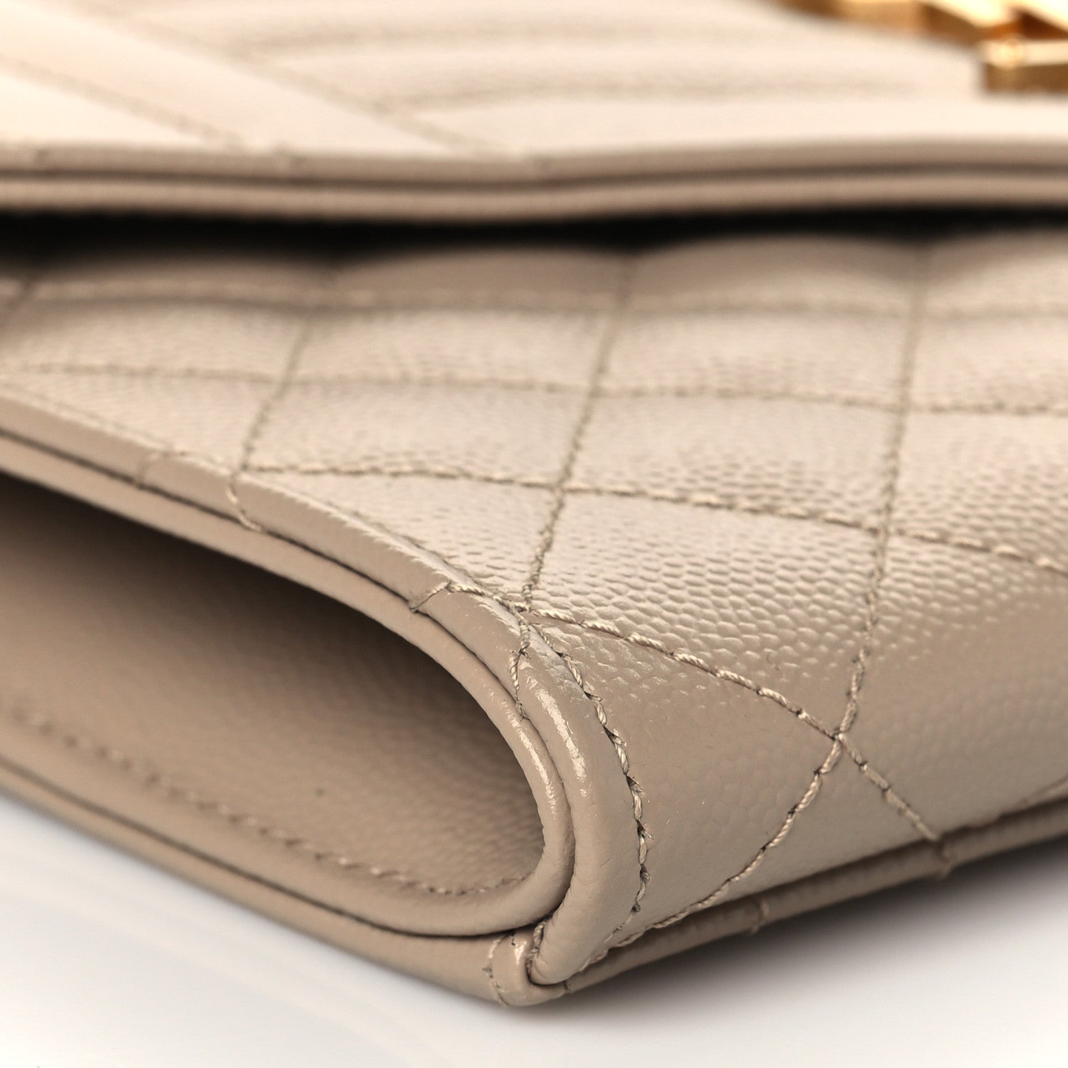 Saint Laurent Grain De Poudre Textured Mixed Matelasse Triquilt Monogram Clutch Dark Beige 9 of 10