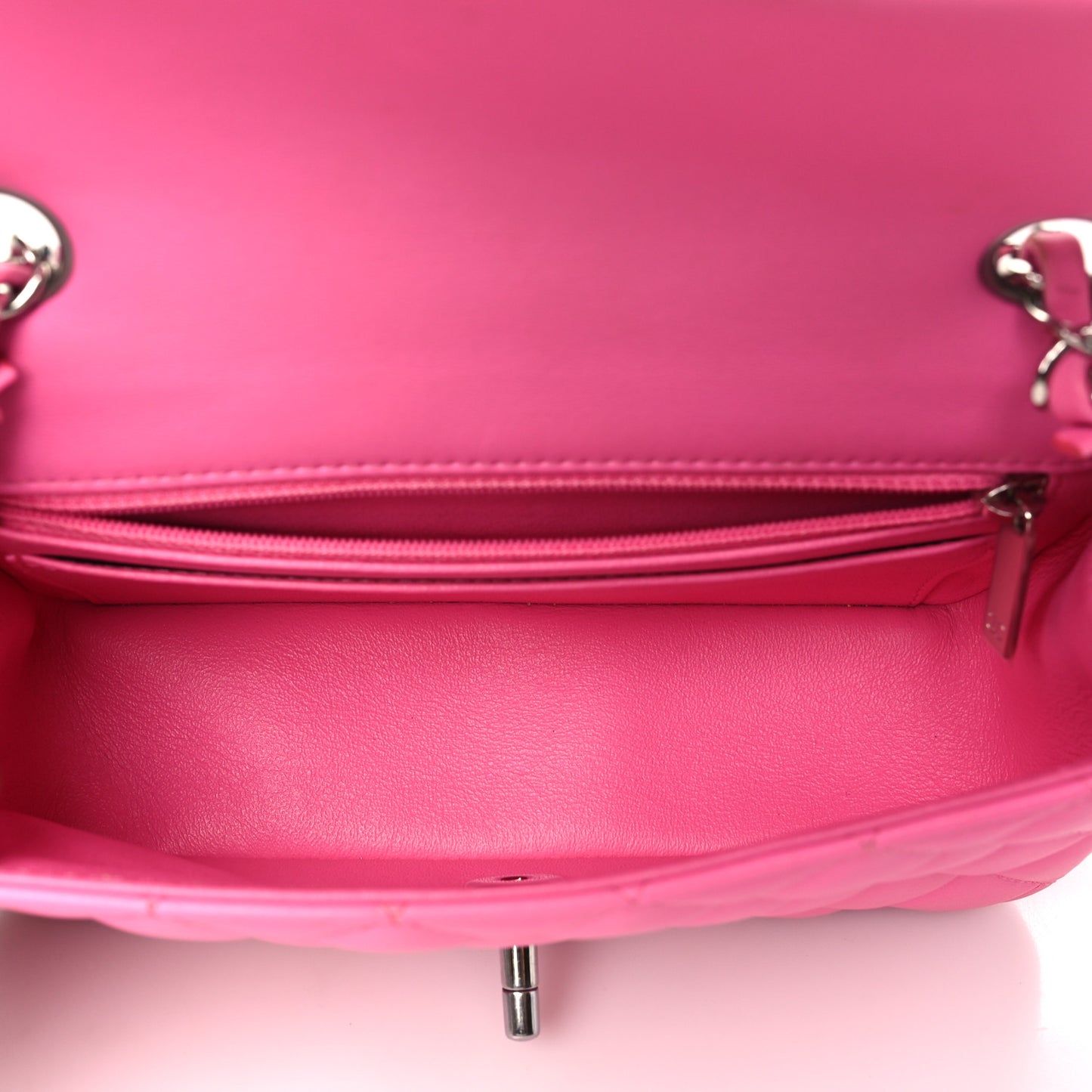 Lambskin Quilted Mini Rectangular Flap Neon Pink