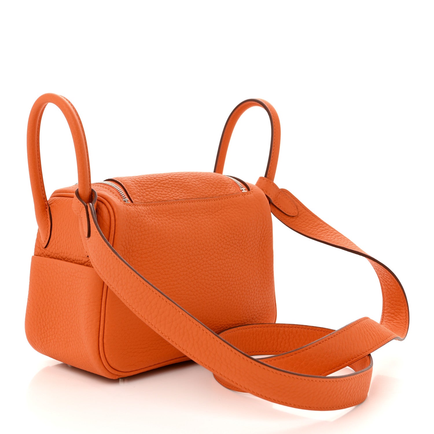 Hermes Taurillon Clemence Mini Lindy 20 Orange 3 of 11