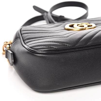 Gucci Calfskin Matelasse Small GG Marmont Chain Shoulder Bag Black 9 of 11