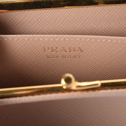 Prada Saffiano Kiss Lock Compact Wallet Cammeo 7 of 8