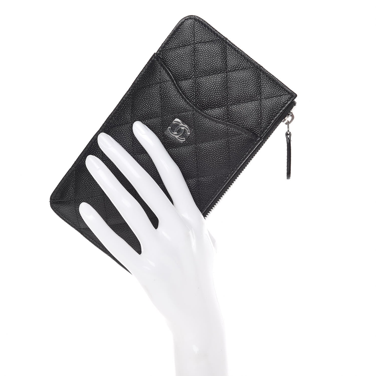 Chanel Caviar Quilted Classic Flat Wallet Pouch Black 2 of 8