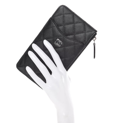 Chanel Caviar Quilted Classic Flat Wallet Pouch Black 2 of 8