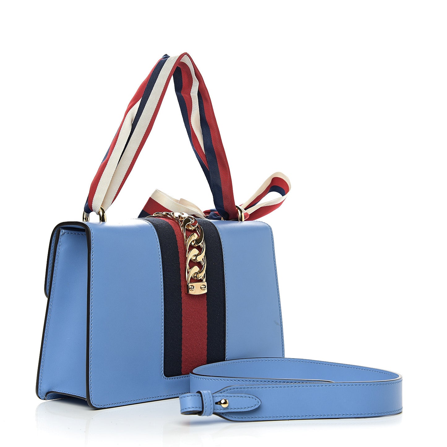 Calfskin Small Sylvie Shoulder Bag Clear Sky Blue