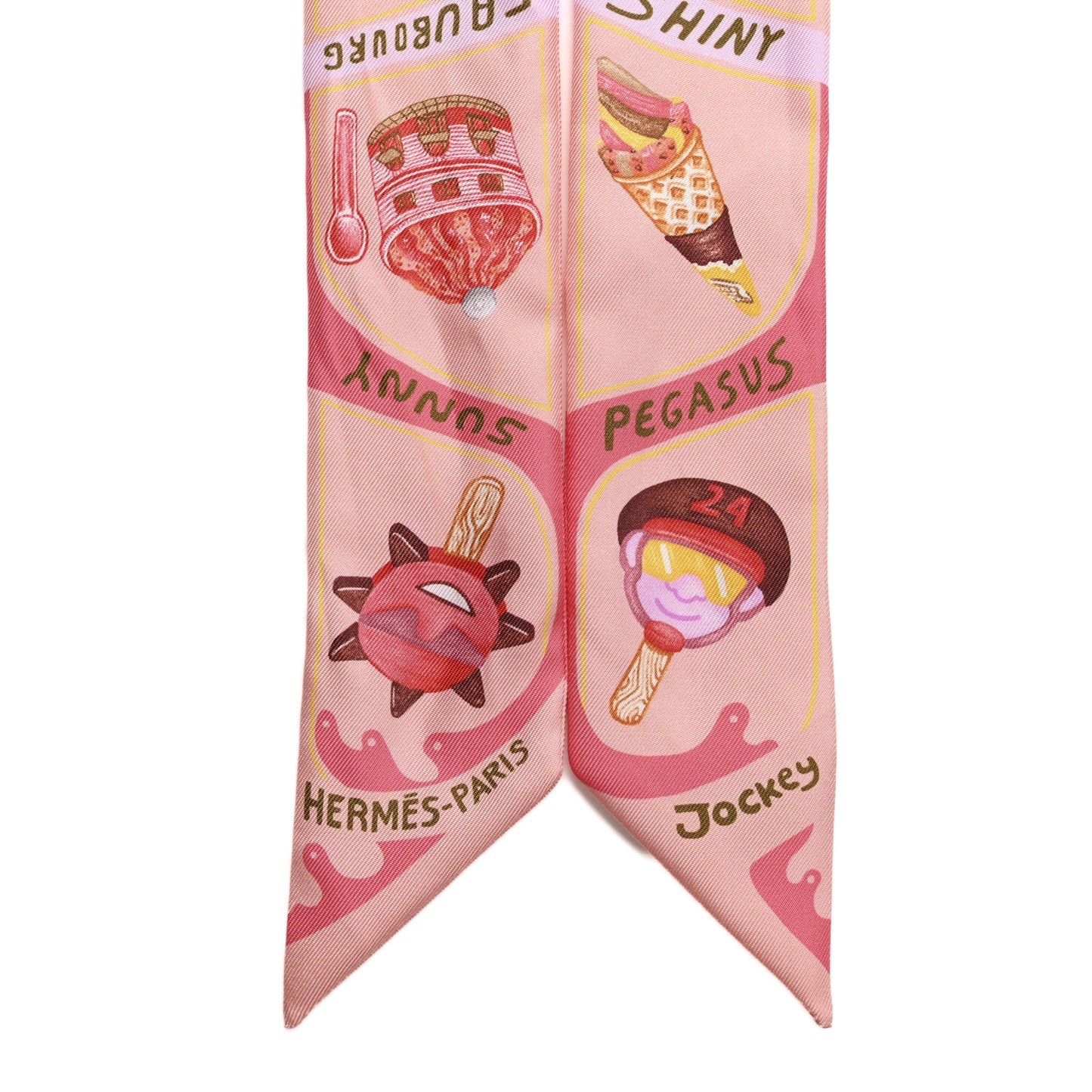 Silk Funny Ice Cream Twilly Rose Poudre Corail