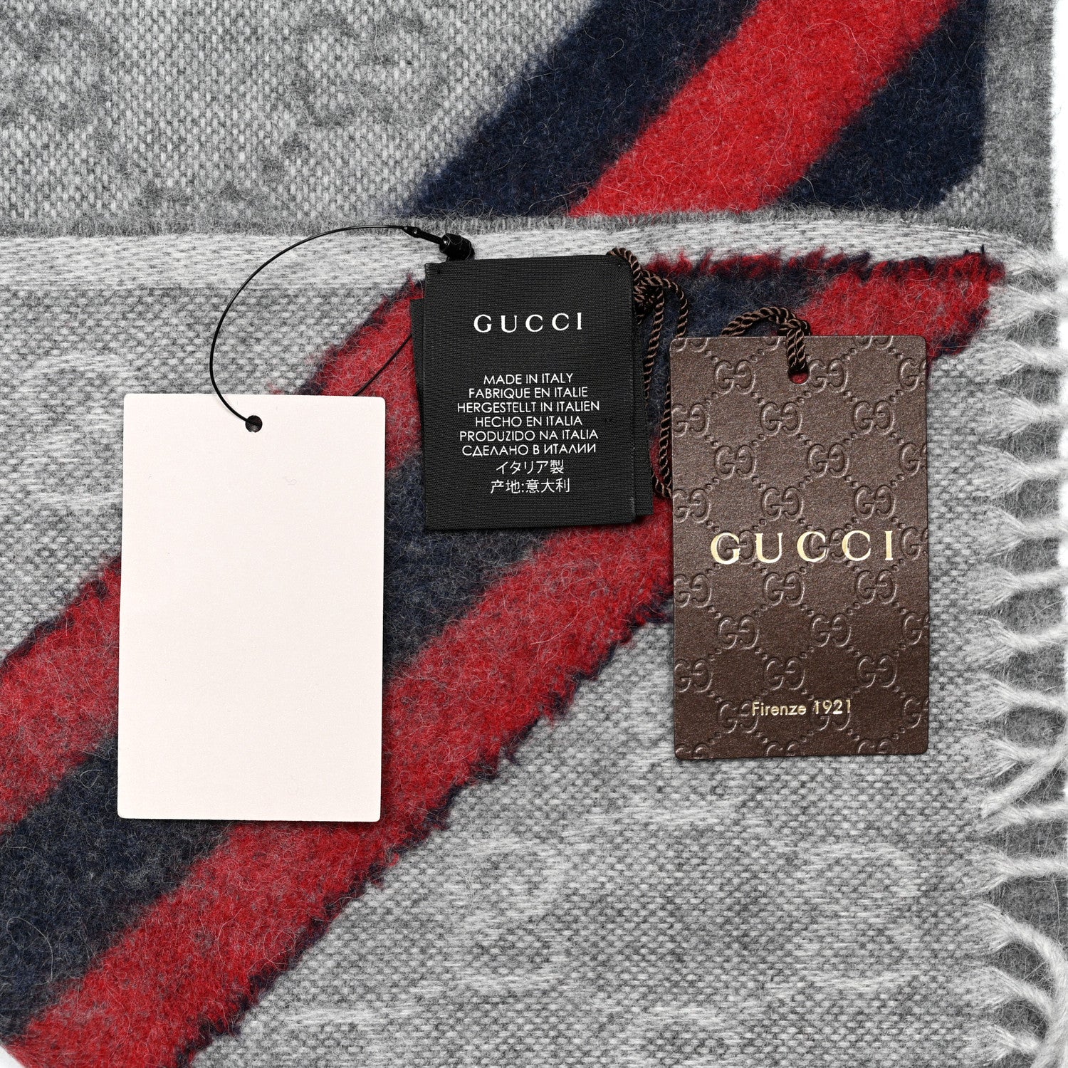 Gucci Wool Angora Monogram Web New Nikky Scarf Zinc Blue 4 of 4