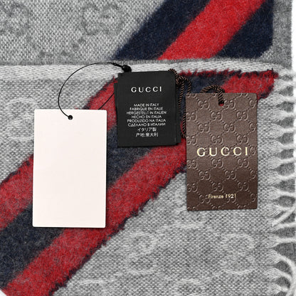 Gucci Wool Angora Monogram Web New Nikky Scarf Zinc Blue 4 of 4