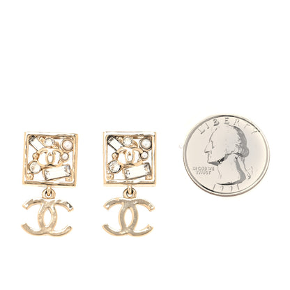 Chanel Baguette Crystal CC Drop Earrings Gold 2 of 5