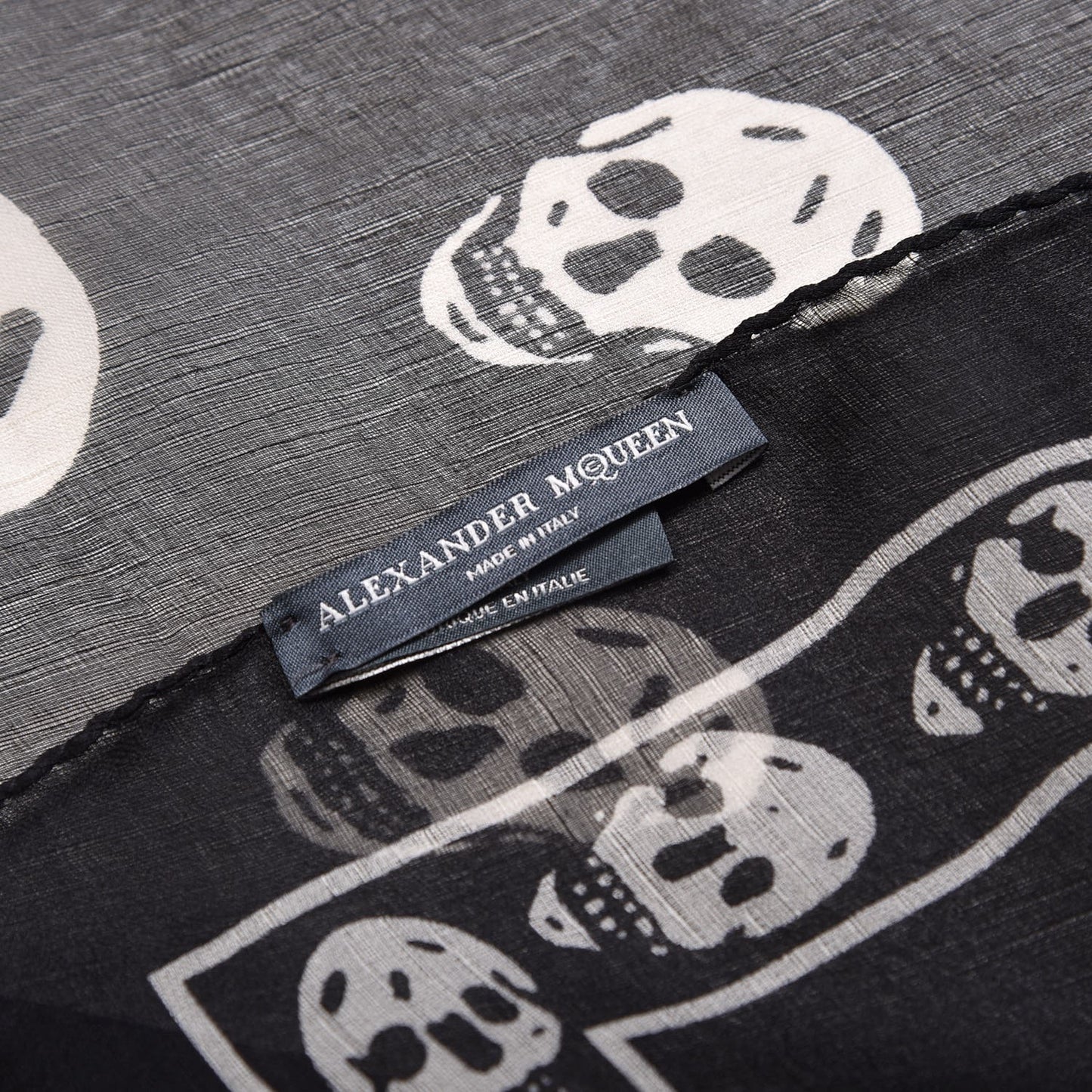 Silk Chiffon Skull Scarf Black Ivory