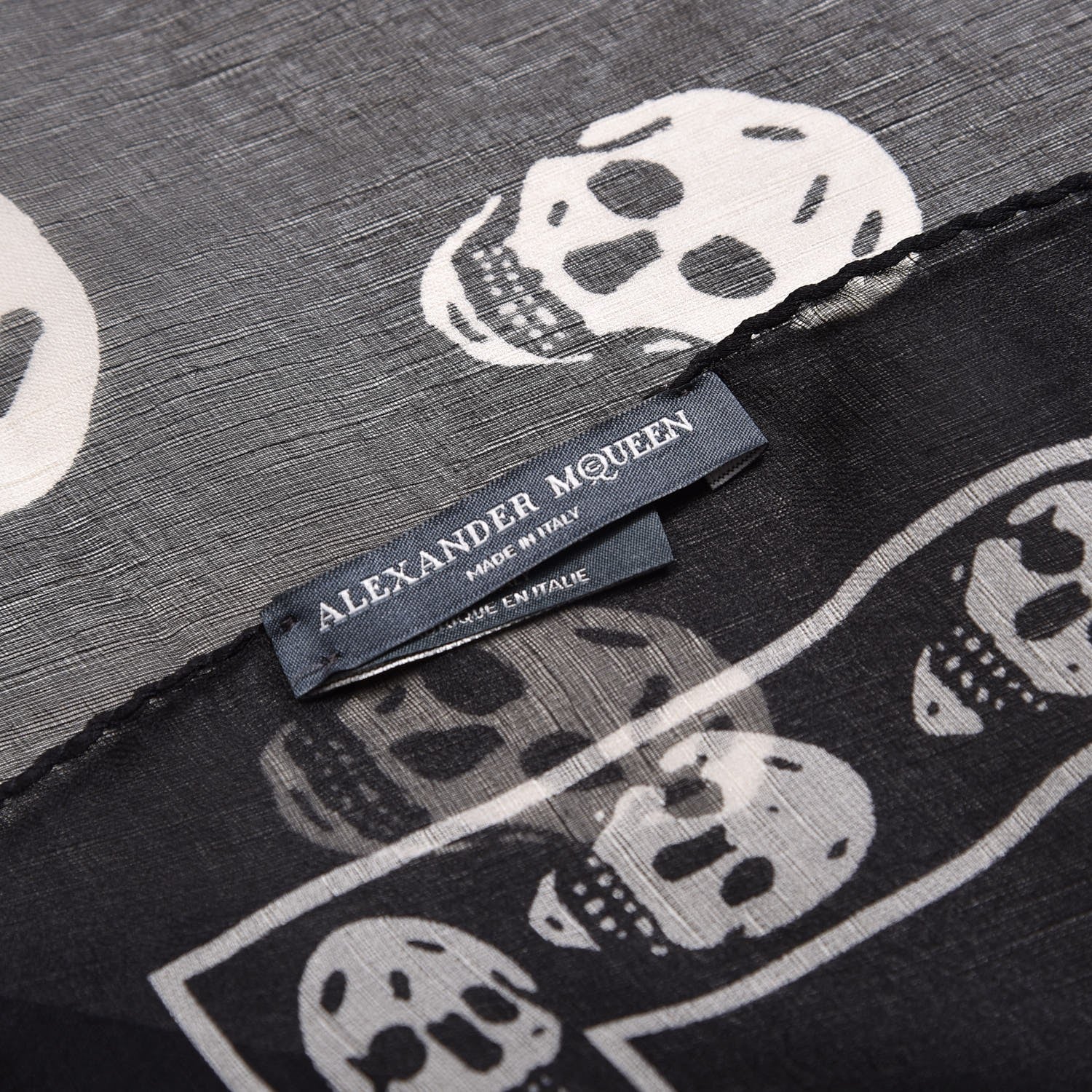 Alexander McQueen Silk Chiffon Skull Scarf Black Ivory 5 of 6