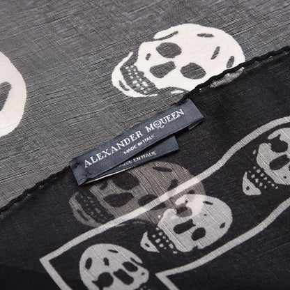 Alexander McQueen Silk Chiffon Skull Scarf Black Ivory 5 of 6