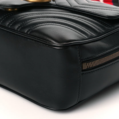 Gucci Calfskin Matelasse Sylvie Web Small GG Marmont Top Handle Shoulder Bag Black 11 of 13