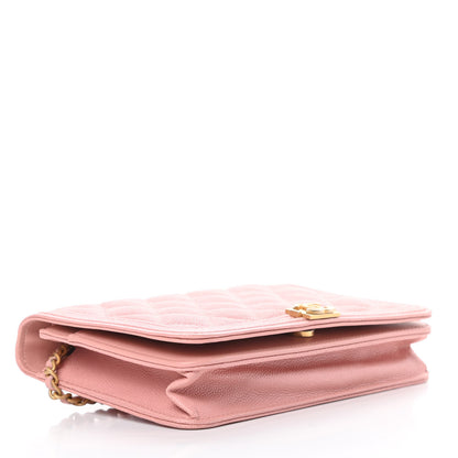 Chanel Caviar Quilted Boy Wallet On Chain WOC Light Pink 4 of 11