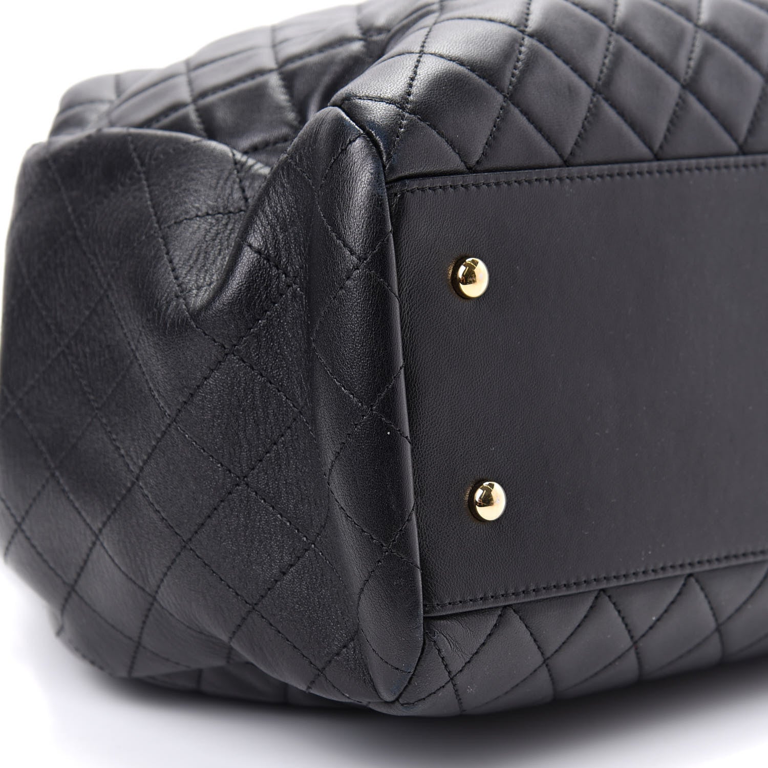 Chanel Lambskin Quilted Large Drawstring Bag Black 6 of 9