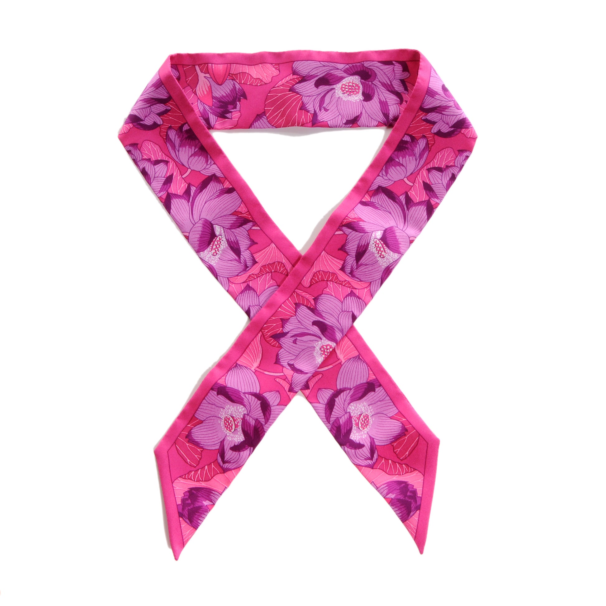 Hermes Silk Fleurs de Lotus Twilly 1 of 5