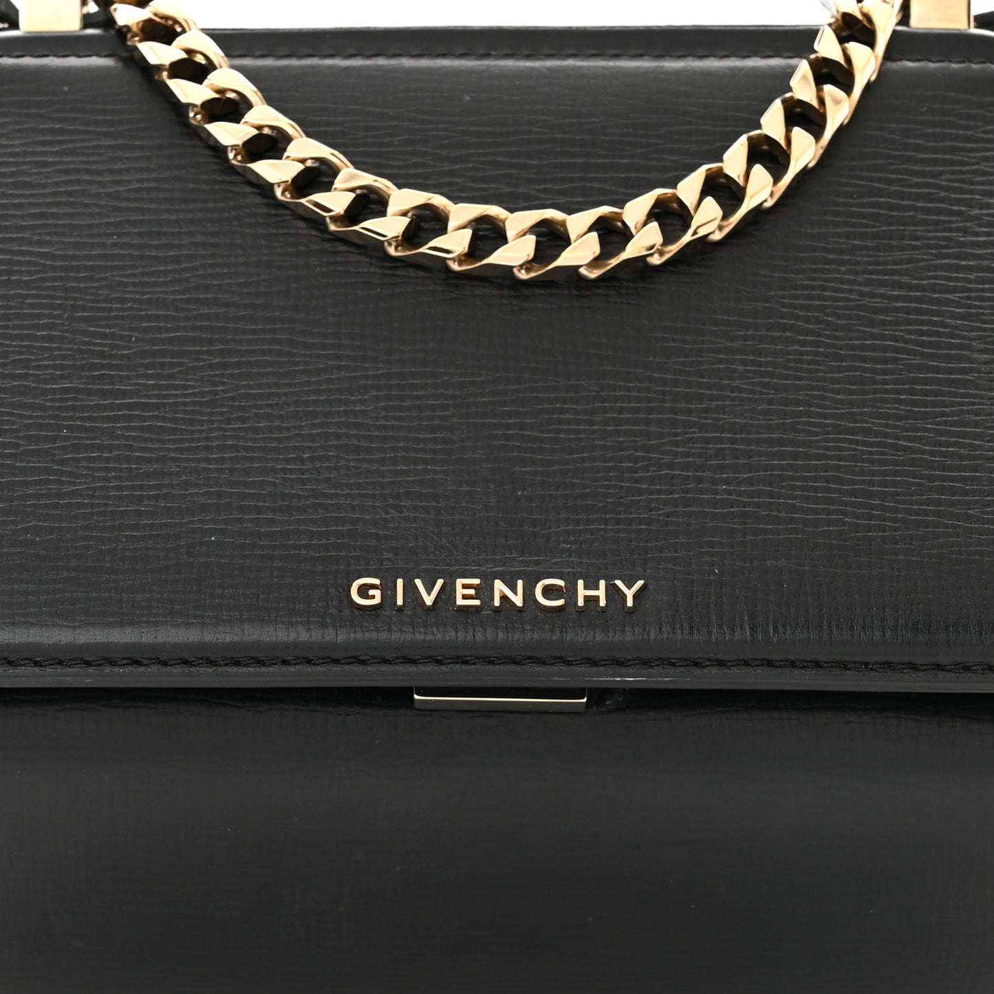 Textured Calfskin Mini Pandora Box Chain Crossbody Bag Black